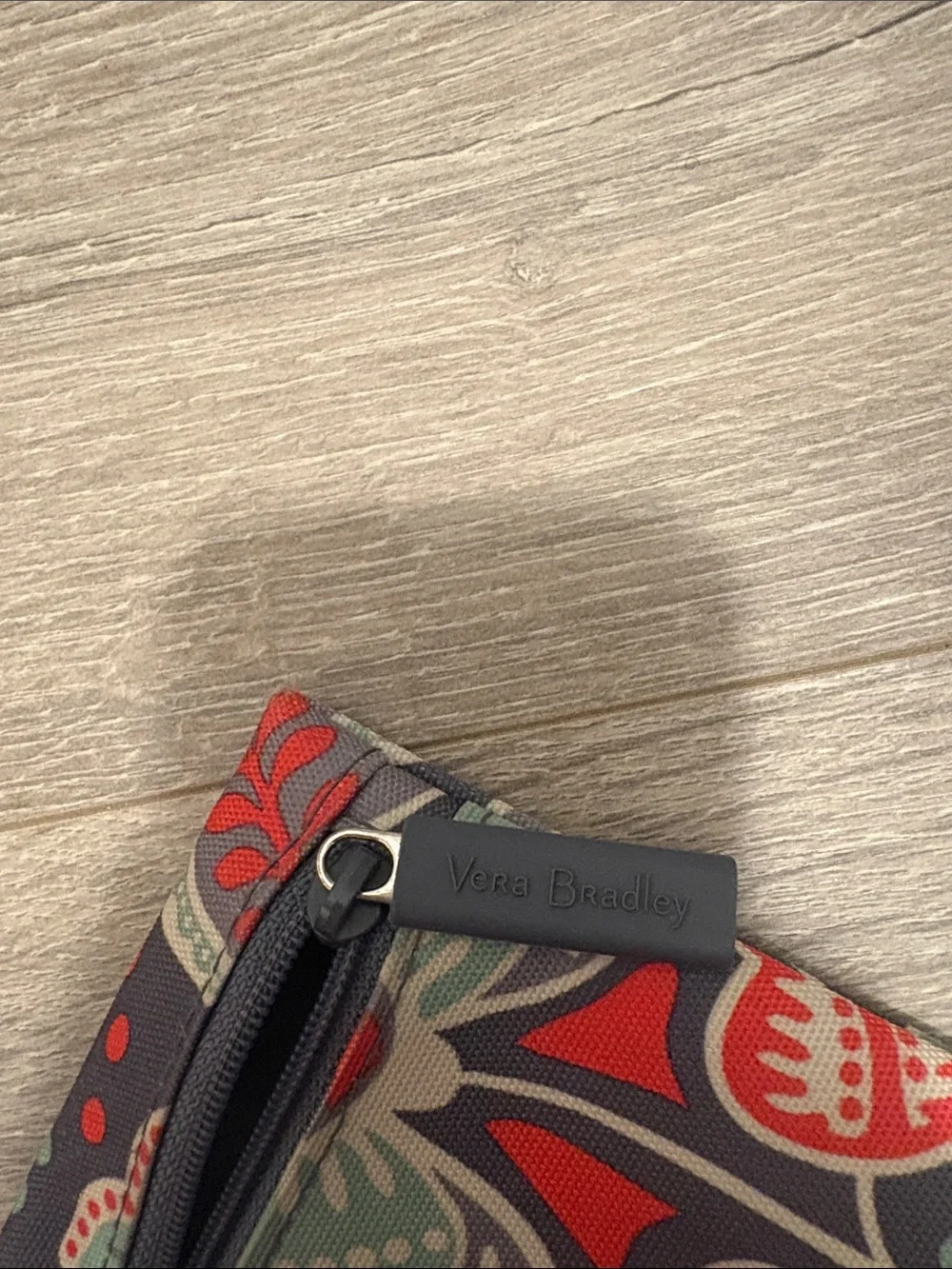 Vera Bradley Floral Zip Pouch Clutch - Navy with Coral & Mint